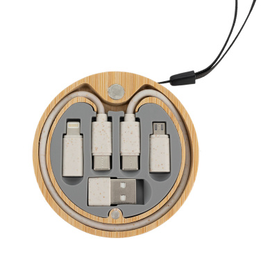 Logo trade corporate gift photo of: 4in1 cable in wooden case, LH-ZM01